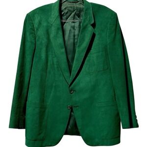 Canterbury Bachrachs Vintage 70s Green‎ Wool Cashmere Blend Suede Look Blazer L